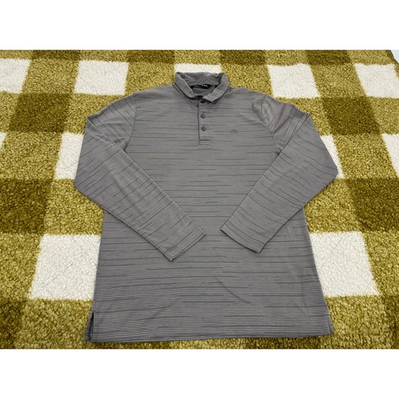 TravisMathew Other - TravisMathew Mens Grey Striped Long Sleeve Polo Shirt Pima Cotton Blend Size M
